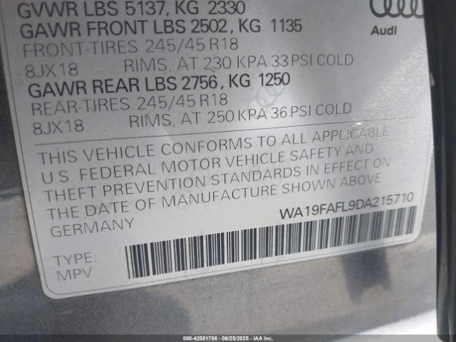 2013 AUDI ALLROAD WA19FAFL9DA215710 Photo 8