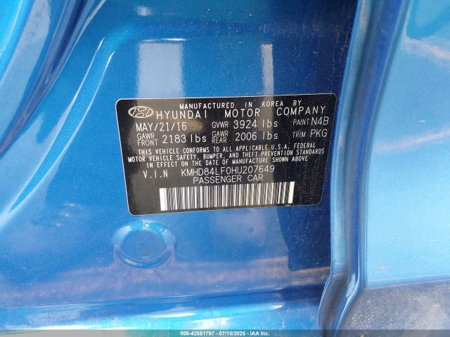 KMHD84LF0HU207649 Hyundai 2017