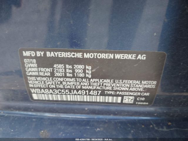 2018 BMW 320I WBA8A3C55JA491487 Photo 8