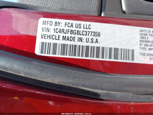 2020 JEEP GRAND CHEROKEE 1C4RJFBG8LC377356 Photo 8