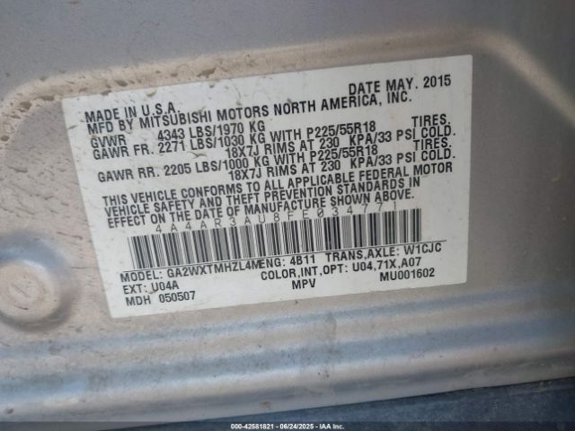 2015 MITSUBISHI OUTLANDER SPORT 4A4AR3AU8FE034771 Photo 8