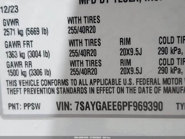 2023 TESLA MODEL Y 7SAYGAEE6PF969390 Photo 8