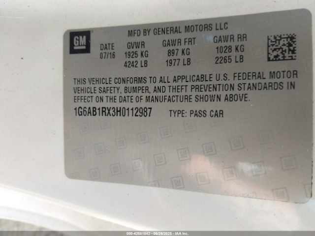 2017 CADILLAC ATS 1G6AB1RX3H0112987 Photo 8