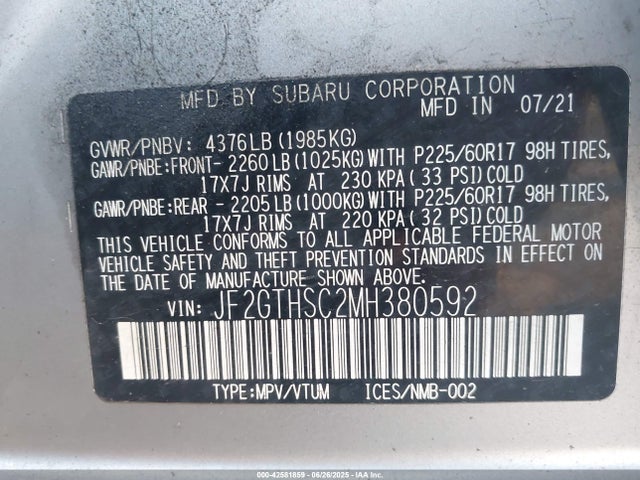 JF2GTHSC2MH380592 Subaru na