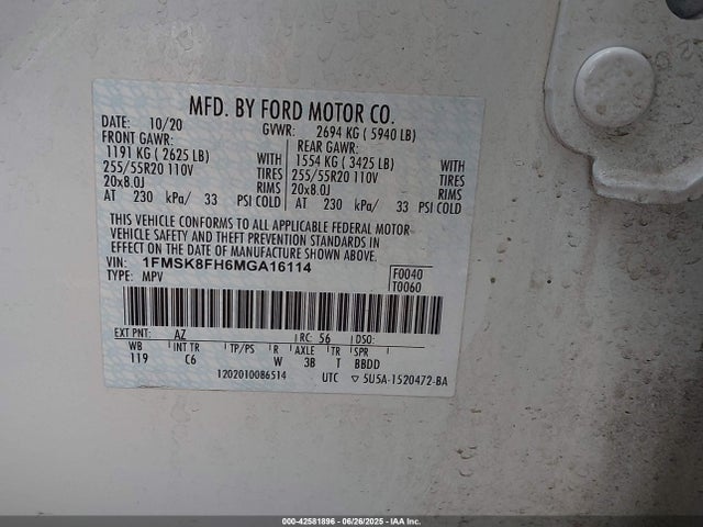 Ford 2021 2021 1FMSK8FH6MGA16114 Image 9