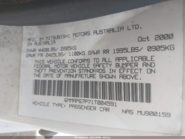 2001 MITSUBISHI DIAMANTE 6MMAP67P71T004591 Photo 8