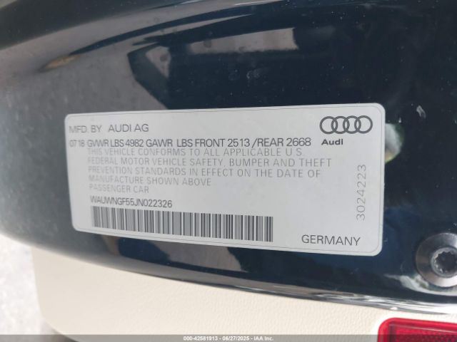 2018 AUDI A5 WAUWNGF55JN022326 Photo 8