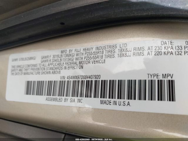 2008 SUBARU TRIBECA 4S4WX97D084407920 Photo 8
