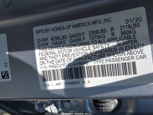 1HGCV1F1XLA056645 Honda l15be