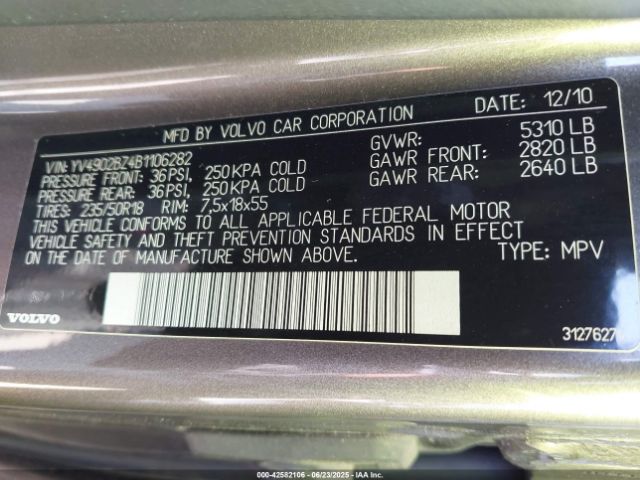 2011 VOLVO XC70 YV4902BZ4B1106282 Photo 8