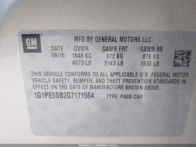 1G1PE5SB2G7171564 Chevrolet luv - vvt, alum, e85 max