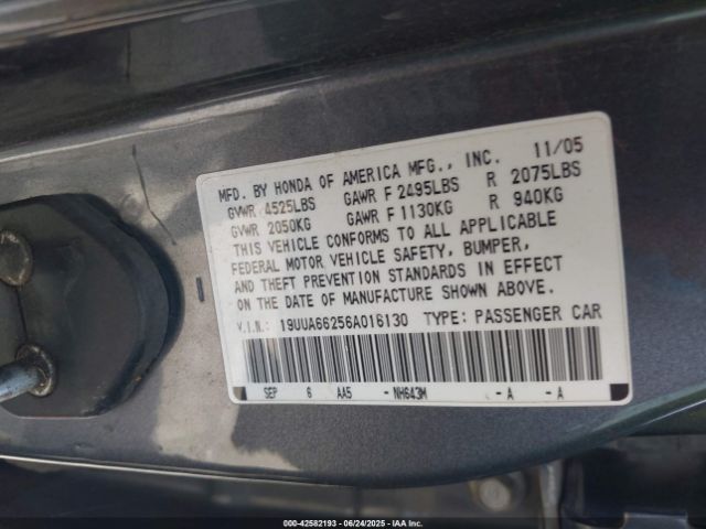 2006 ACURA TL 19UUA66256A016130 Photo 8
