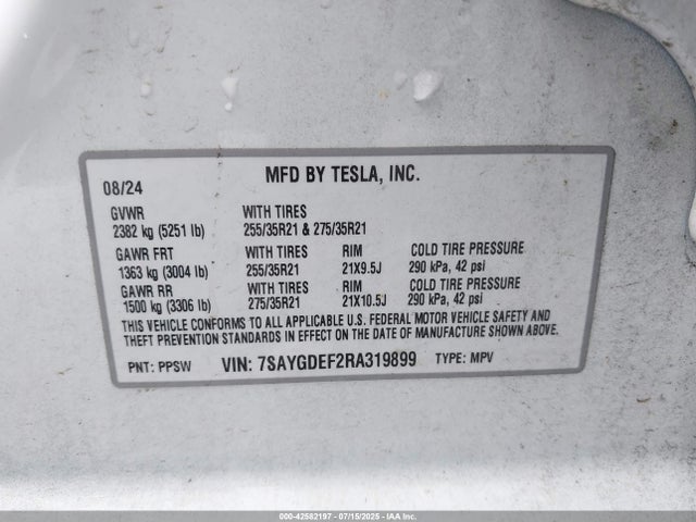 2024 TESLA MODEL Y 7SAYGDEF2RA319899 Photo 8