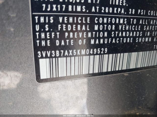 3VV3B7AX5KM049529 Volkswagen 2019