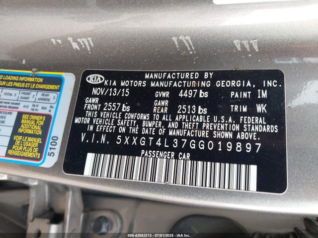 5XXGT4L37GG019897 KIA t-gdi theta ii