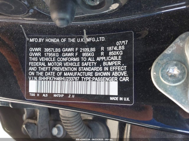 SHHFK7H46HU233767 Honda l15ba