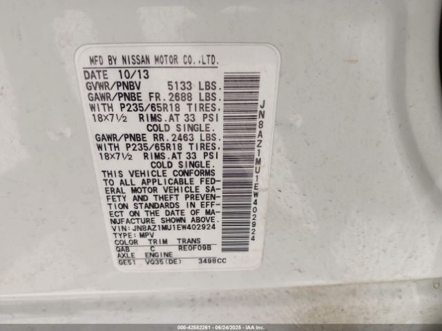 JN8AZ1MU1EW402924 Nissan 2014