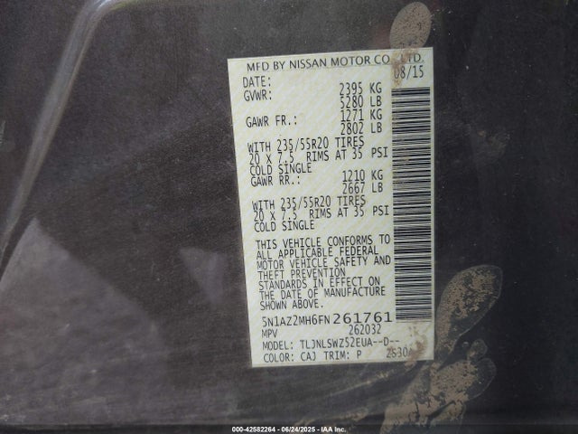 5N1AZ2MH6FN261761 Nissan 2015