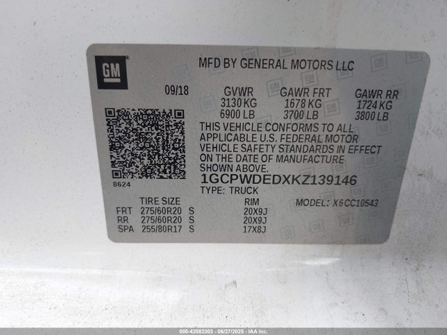 1GCPWDEDXKZ139146 Chevrolet l84 - di, dfm, alum, gen 5, var 2