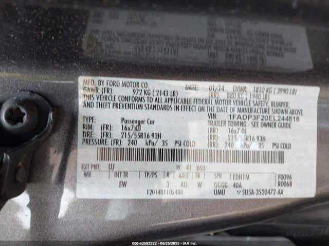 Ford 2014 2014 1FADP3F20EL244816 Image 9