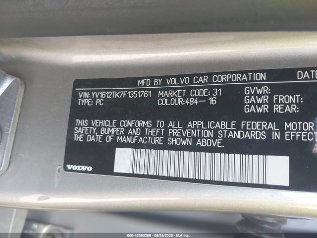 Volvo b5254t12 2015 YV1612TK7F1351761 Image 9