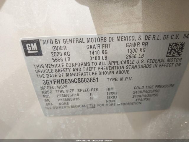 2012 CADILLAC SRX 3GYFNDE39CS603851 Photo 8