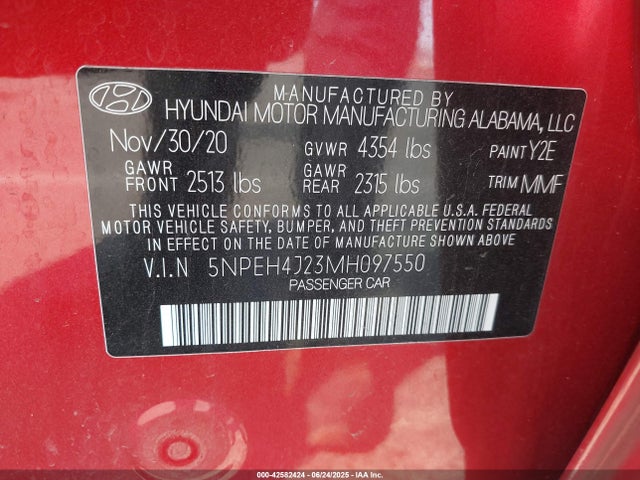 5NPEH4J23MH097550 Hyundai t-gdi gamma ii