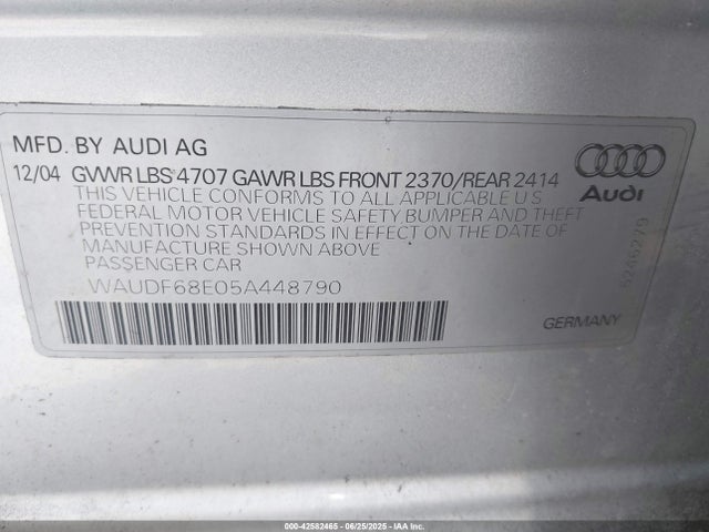 2005 AUDI A4 WAUDF68E05A448790 Photo 8
