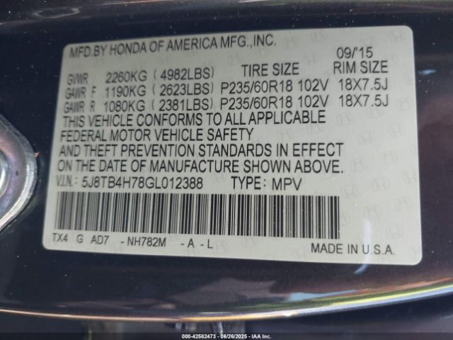 2016 ACURA RDX 5J8TB4H78GL012388 Photo 8