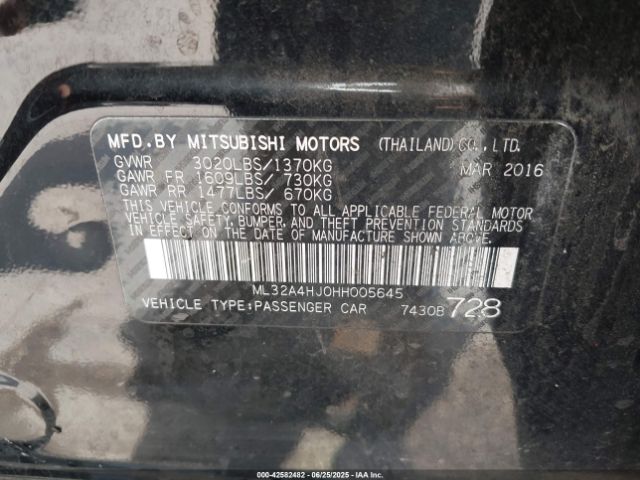 2017 MITSUBISHI MIRAGE ML32A4HJ0HH005645 Photo 8