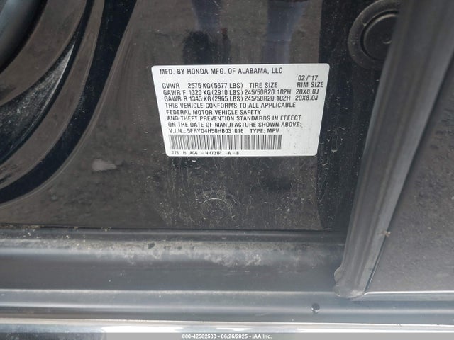 Acura j35y5 2017 5FRYD4H50HB031016 Image 9