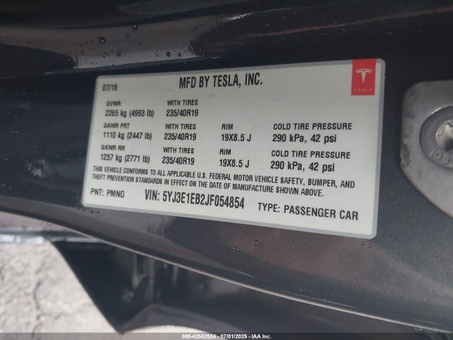 2018 TESLA MODEL 3 5YJ3E1EB2JF054854 Photo 8