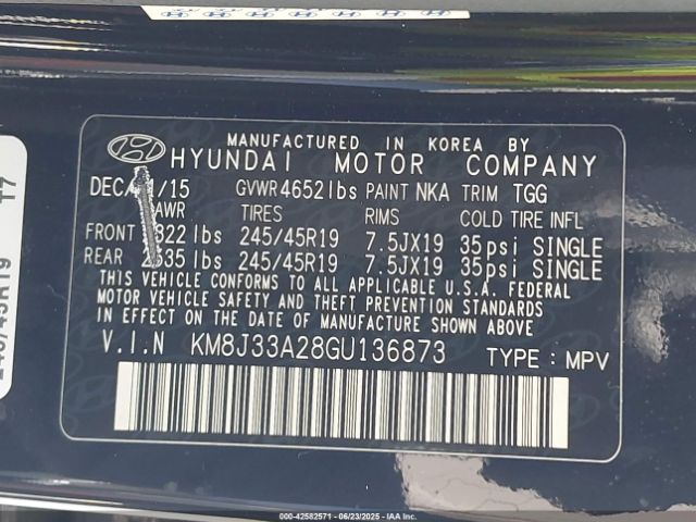 2016 HYUNDAI TUCSON KM8J33A28GU136873 Photo 8