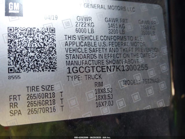 1GCGTCEN7K1300255 Chevrolet lg2 - di: direct injection, vvt: variable valve timing, alum, var2, gen2