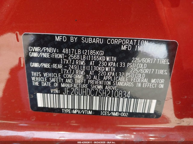 Subaru na 2025 JF2GUHDC7SH210834 Image 9