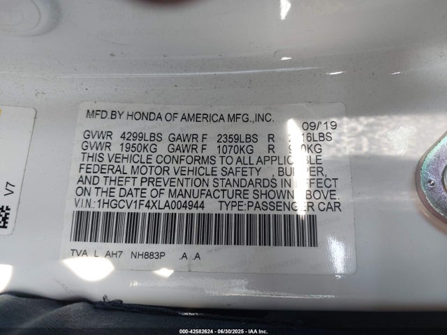 1HGCV1F4XLA004944 Honda l15be