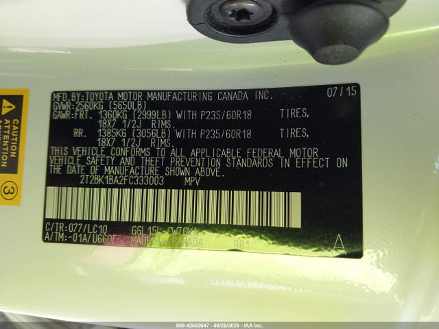 2T2BK1BA2FC333003 Lexus 2gr-fe