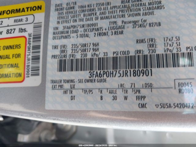 3FA6P0H75JR180901 Ford 2018