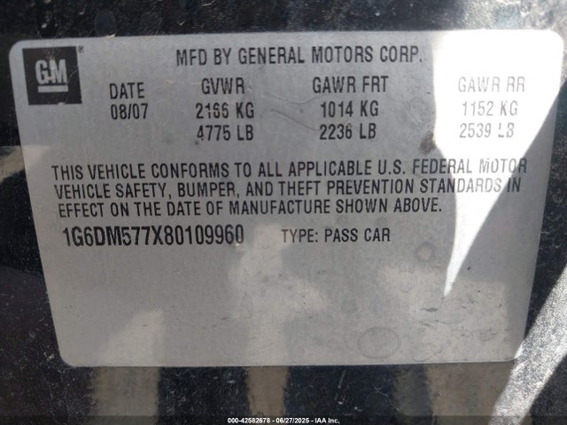 2008 CADILLAC CTS 1G6DM577X80109960 Photo 8