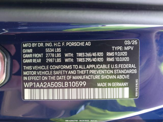 2025 PORSCHE MACAN WP1AA2A50SLB10599 Photo 8