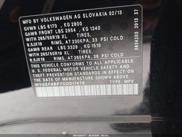 2013 VOLKSWAGEN TOUAREG WVGEF9BP7DD011476 Photo 8