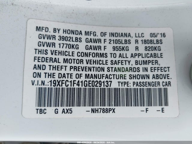 19XFC1F41GE029137 Honda l15b7