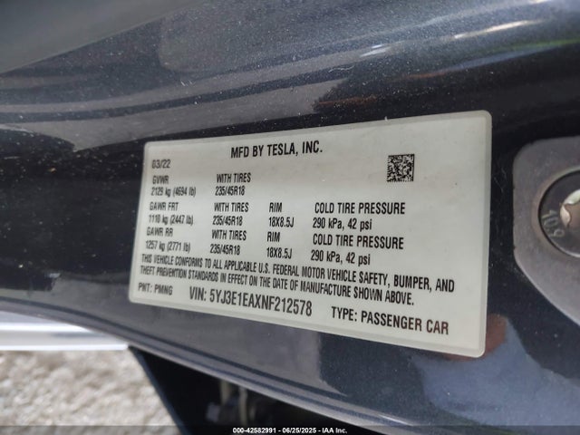 2022 TESLA MODEL 3 5YJ3E1EAXNF212578 Photo 8