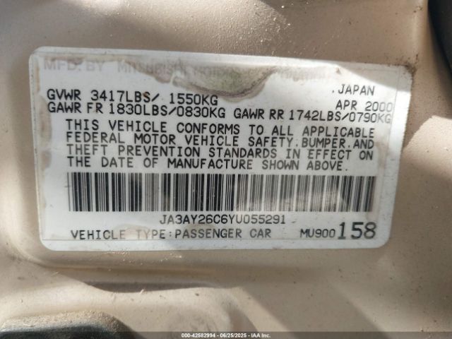 2000 MITSUBISHI MIRAGE JA3AY26C6YU055291 Photo 8