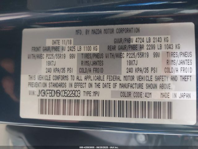 2019 MAZDA CX-5 JM3KFBDM6K0522903 Photo 8