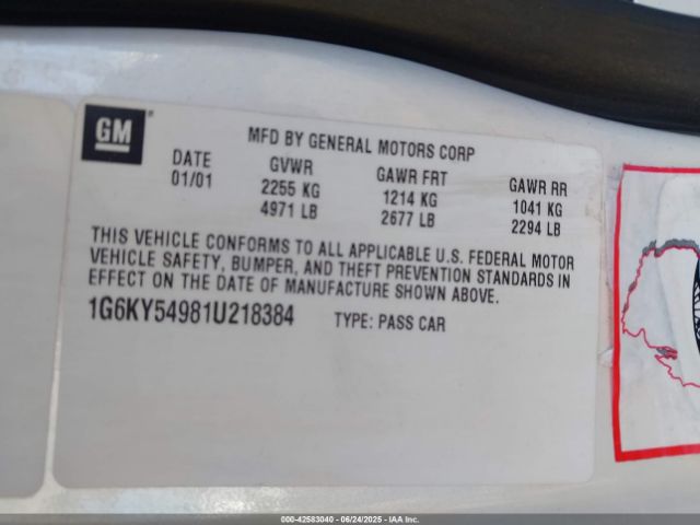 2001 CADILLAC SEVILLE 1G6KY54981U218384 Photo 8