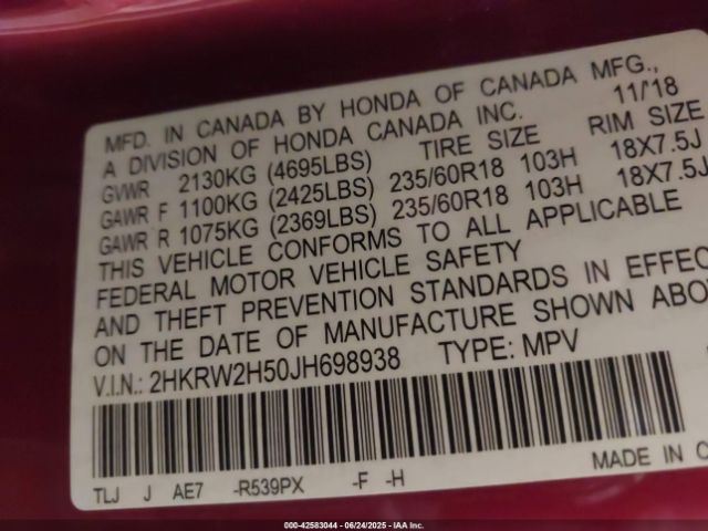 2018 HONDA CR-V 2HKRW2H50JH698938 Photo 8