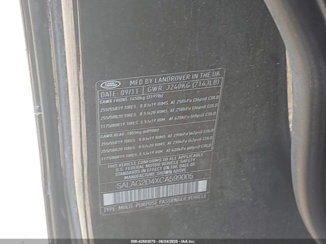 2012 LAND ROVER LR4 SALAG2D4XCA599005 Photo 8