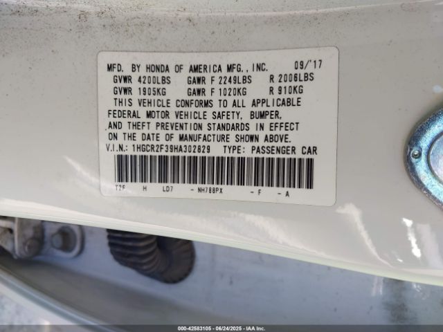 1HGCR2F39HA302829 Honda k24w1