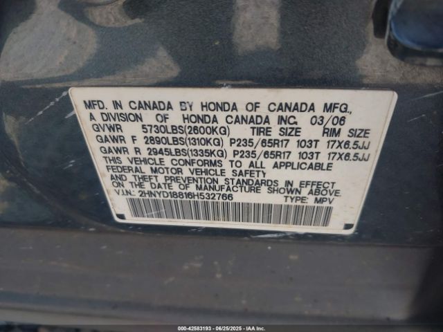 2006 ACURA MDX 2HNYD18816H532766 Photo 8